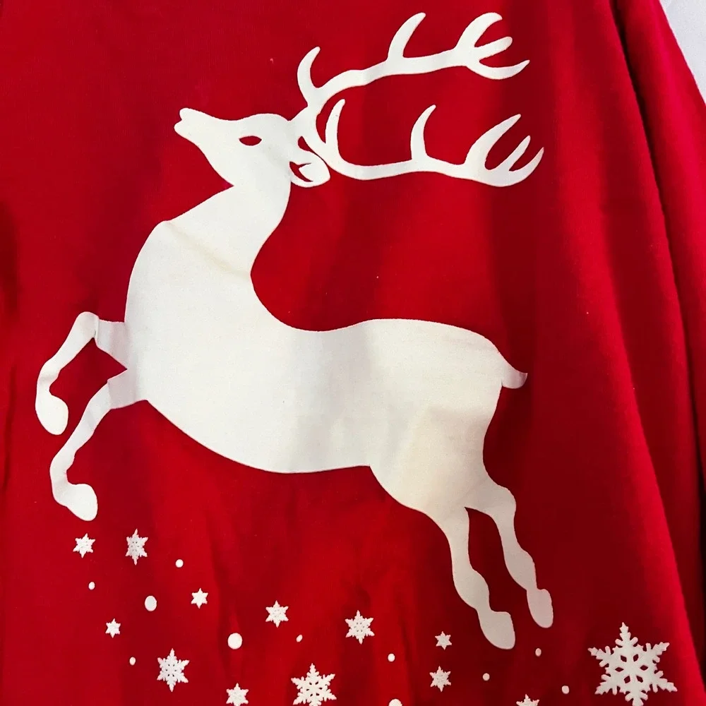 Kids Red Christmas‎ Reindeer Snowflake Pajama Set Long Sleeve Pants glow in dark